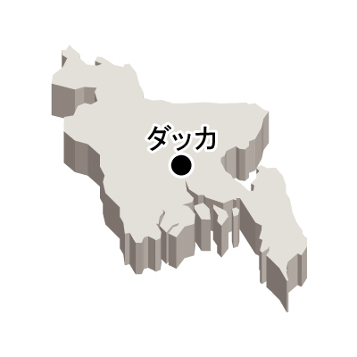 バングラデシュ人民共和国無料フリーイラスト｜首都名・立体(白)
